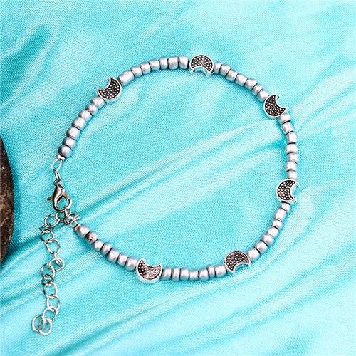 Bohemia Beads Vintage Leather Rope Leg Anklet Moon Sun Charm Beach Jewelry