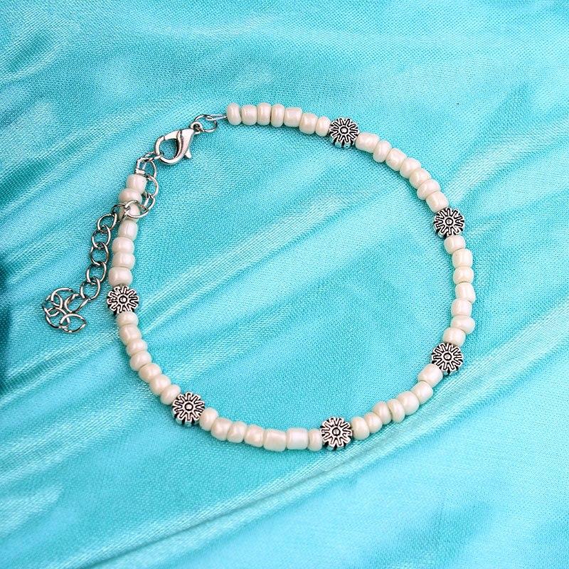 Bohemia Beads Vintage Leather Rope Leg Anklet Moon Sun Charm Beach Jewelry