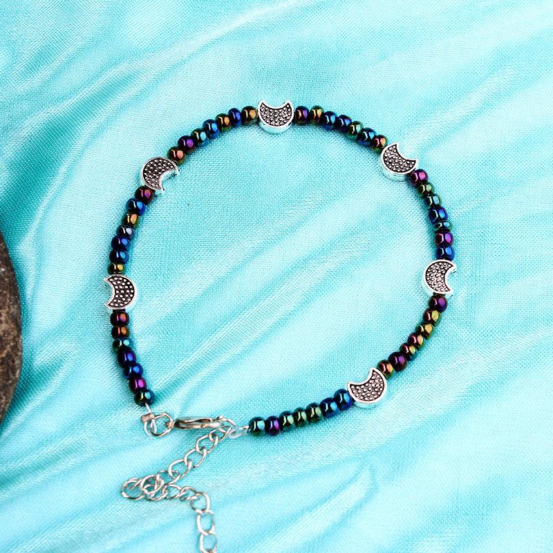 Bohemia Beads Vintage Leather Rope Leg Anklet Moon Sun Charm Beach Jewelry