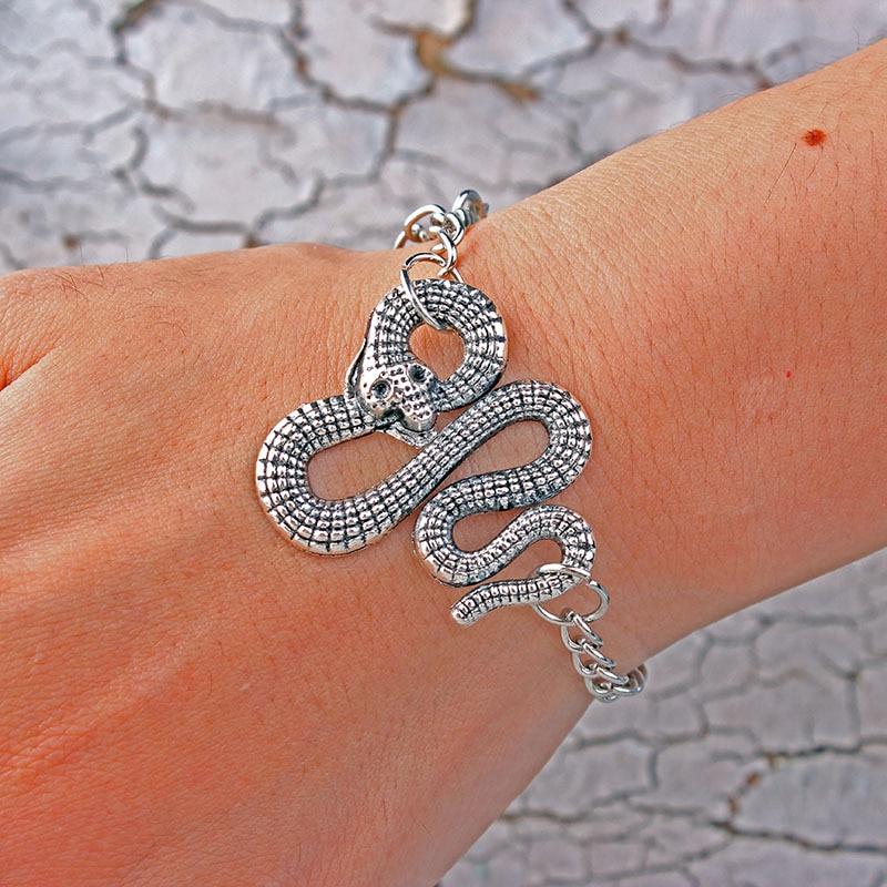 Metal Dragon Octopus Snake Bat Exaggerated Ancient Silver Color Bracelet