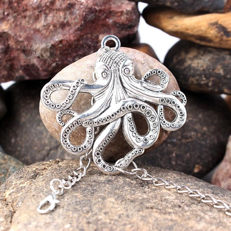 Metal Dragon Octopus Snake Bat Exaggerated Ancient Silver Color Bracelet