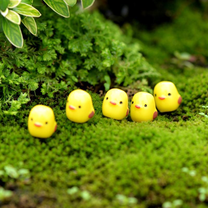 10Pcs Set Easter Party Mini Chicken Ornament Lovely Resin Fairy Miniature Garden Scene Home Garden Crafts Decoration