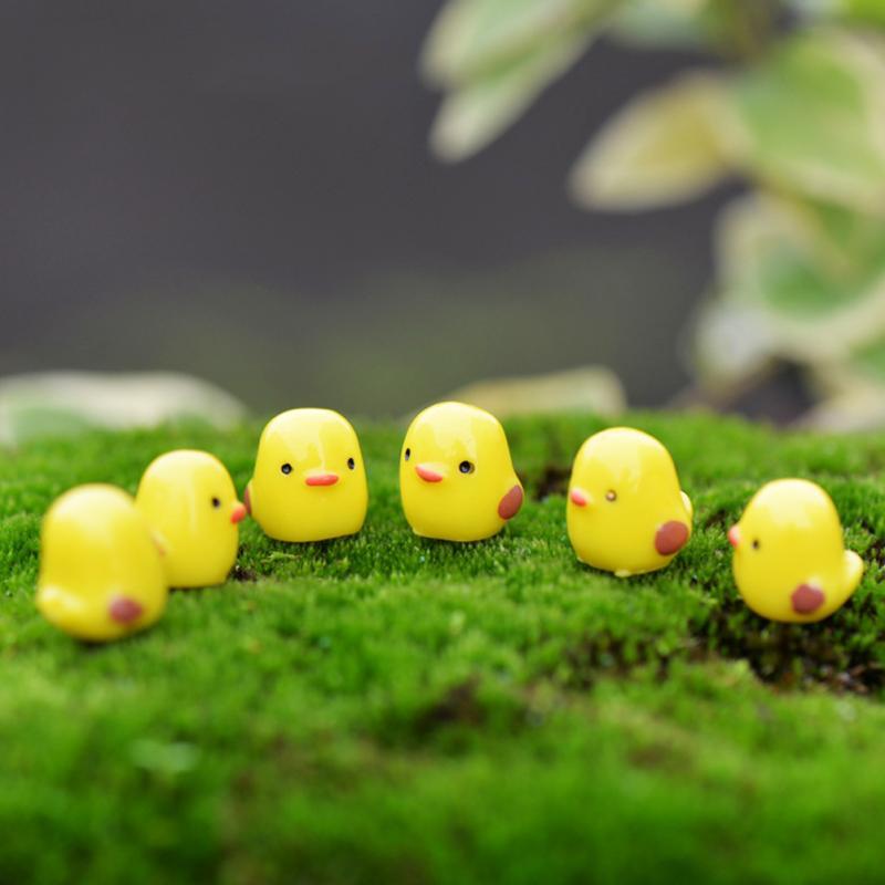 10Pcs Set Easter Party Mini Chicken Ornament Lovely Resin Fairy Miniature Garden Scene Home Garden Crafts Decoration