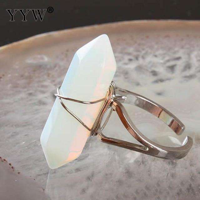 Natural Gem Stone Finger Adjustable Ring Boho Jewelry