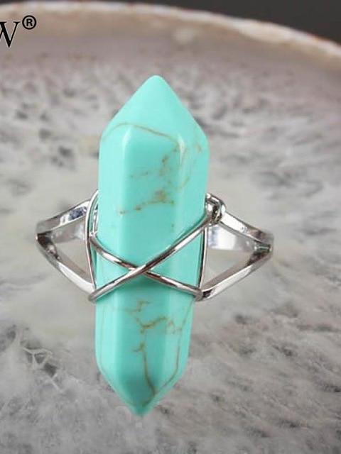 Natural Gem Stone Finger Adjustable Ring Boho Jewelry