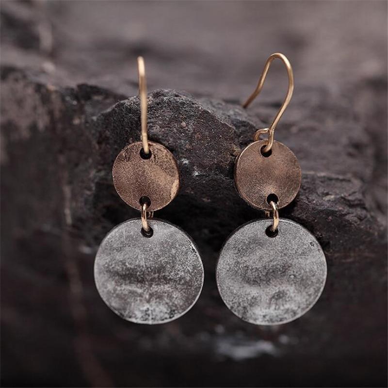 Simple Style Retro Round Drop Ethnic Pendant Fashion Coin Dangle Earring