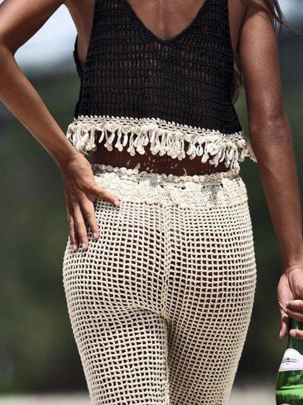 In-X Sexy hollow out beach dress shell cover-ups Crochet cover up Cotton