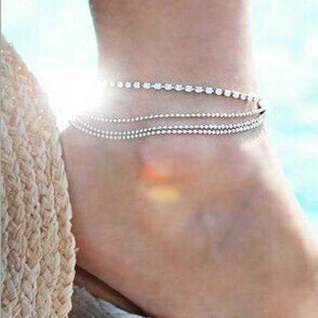 Summer Barefoot chain Beach Anklets Hollow Out Water Droplet Shape Multi-storey Foot Fashion Jewelry