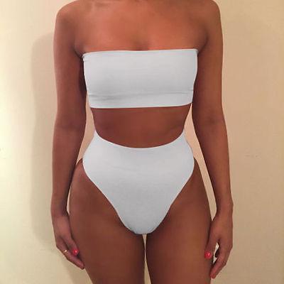 Bikini Strapless Swimwear Women Solid 6 Color Swimsuit Sexy Off Shoulder Bathing Suit high waist bikini