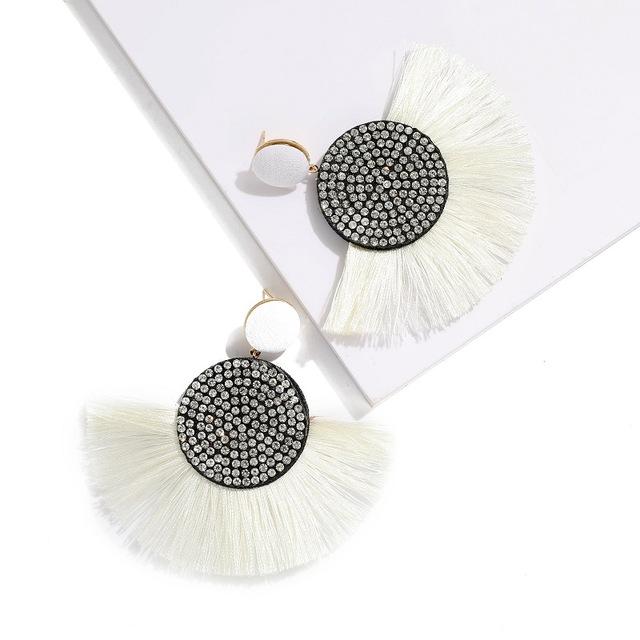 Fashion Bohemian Round Tassel Female Water Dangle Handmade Brincos Statement Earrings