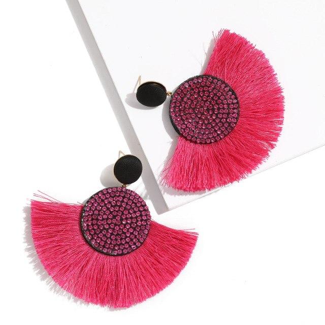 Fashion Bohemian Round Tassel Female Water Dangle Handmade Brincos Statement Earrings