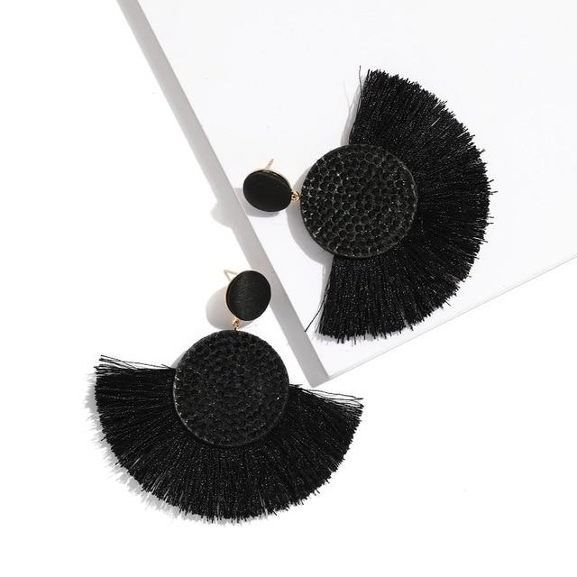 Fashion Bohemian Round Tassel Female Water Dangle Handmade Brincos Statement Earrings