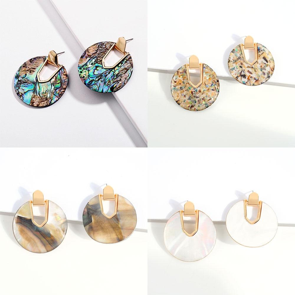 Colorful Resin Acrylic Round Dangle  Unique Design U Shape shell Earrings