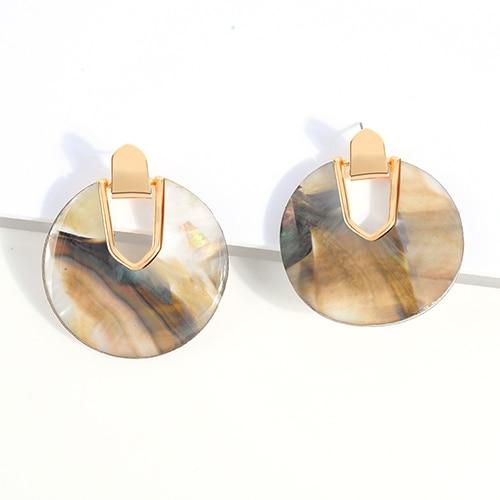 Colorful Resin Acrylic Round Dangle  Unique Design U Shape shell Earrings