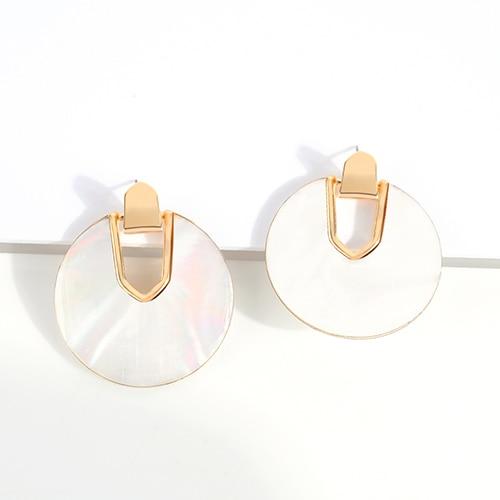 Colorful Resin Acrylic Round Dangle  Unique Design U Shape shell Earrings