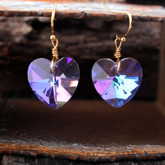 Bling Crystal Magic Moon Eardrop Pendant Handmade Wire Earrings