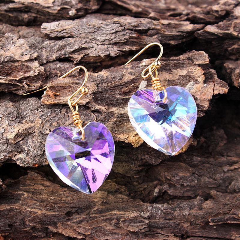 Bling Crystal Magic Moon Eardrop Pendant Handmade Wire Earrings