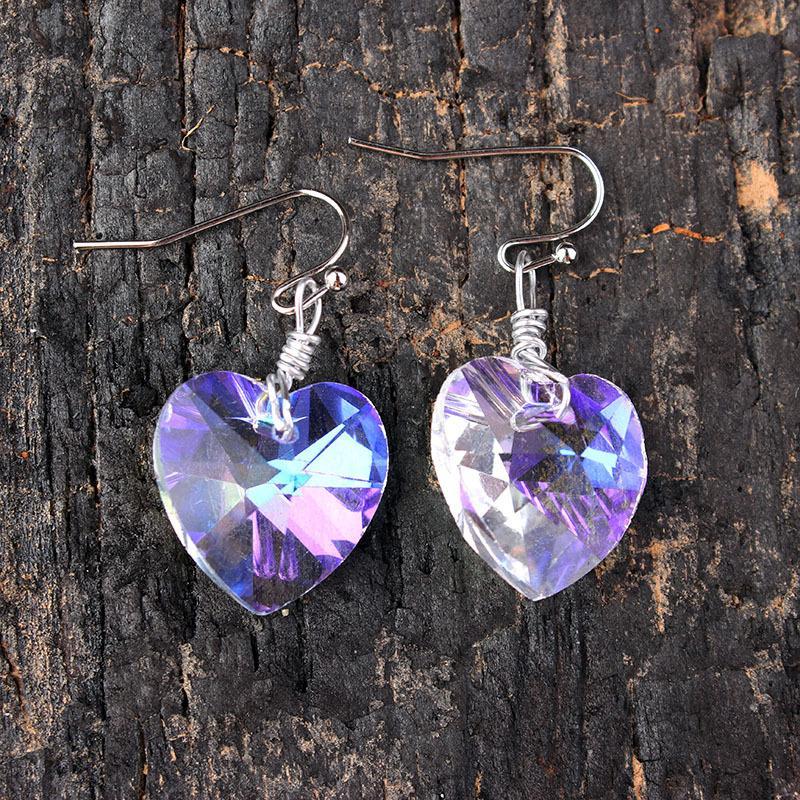 Bling Crystal Magic Moon Eardrop Pendant Handmade Wire Earrings