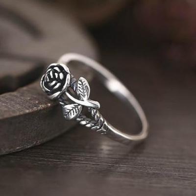 Vintage Sweet Simple Rose Solid Metal Ring