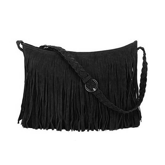 Fashion Boho Women Suede Weave Tassel Shoulder Bag