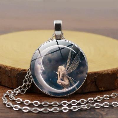 Moon Angel time necklace retro alloy pendant necklace sweater chain ornaments