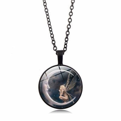 Moon Angel time necklace retro alloy pendant necklace sweater chain ornaments