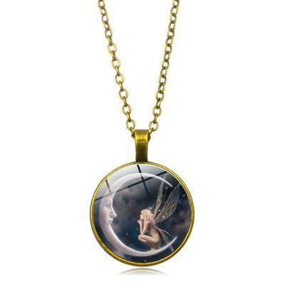 Moon Angel time necklace retro alloy pendant necklace sweater chain ornaments