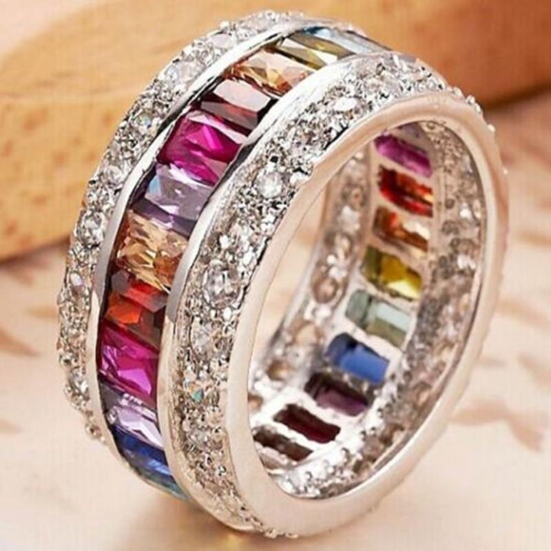 Colorful Crystal Stone Women Fashion Jewelry Accessories Circle Ring