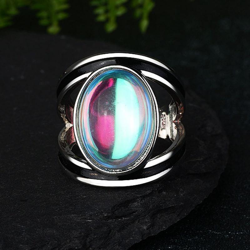 Women Big Moonstone Ring Unique Style Wedding Jewelry Promise Engagement Rings