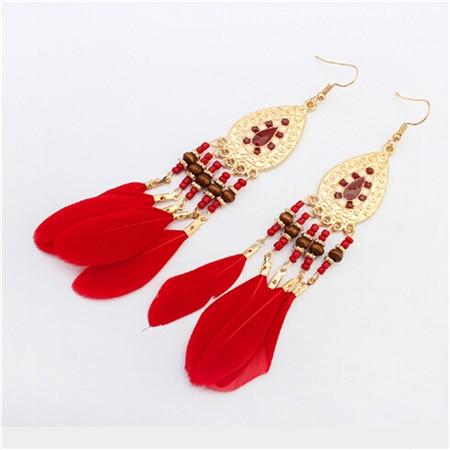 Long Tassel Fashion Feather Style Ethnic Drop Earrings For Women