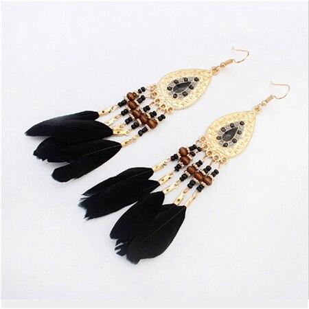 Long Tassel Fashion Feather Style Ethnic Drop Earrings For Women