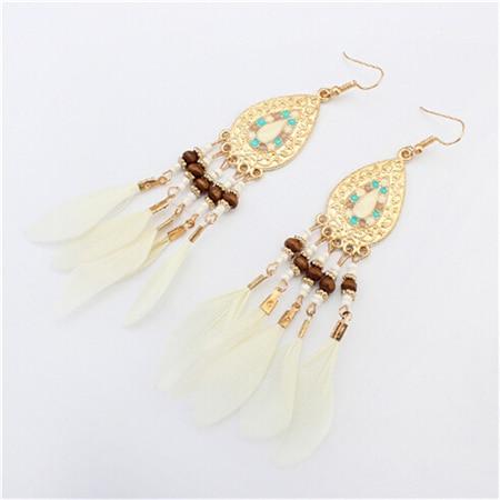 Long Tassel Fashion Feather Style Ethnic Drop Earrings For Women