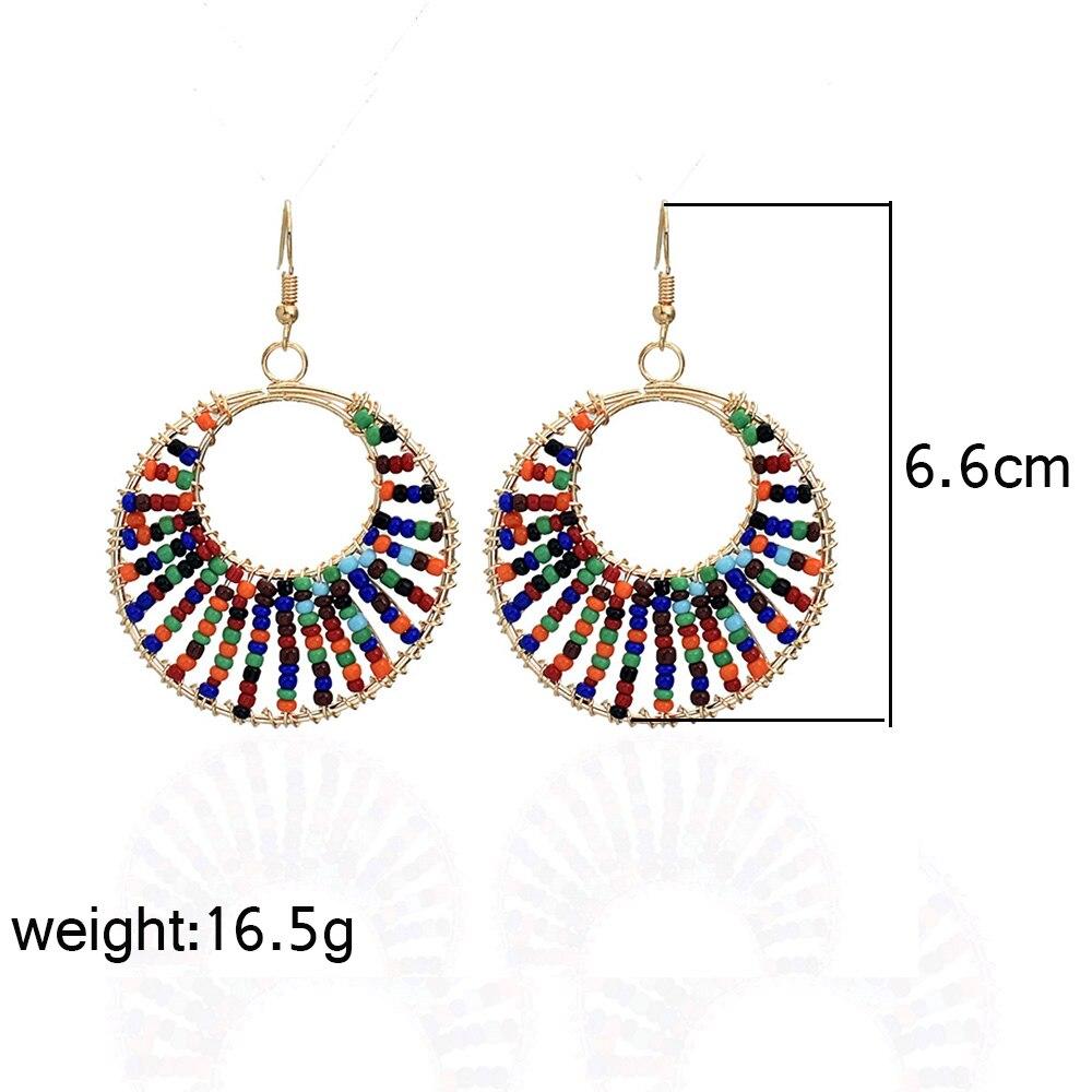 Bohemia Colorful Round Resin Beaded Drop Earring Jewelry