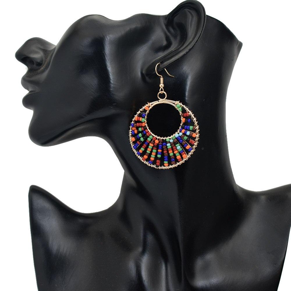 Bohemia Colorful Round Resin Beaded Drop Earring Jewelry