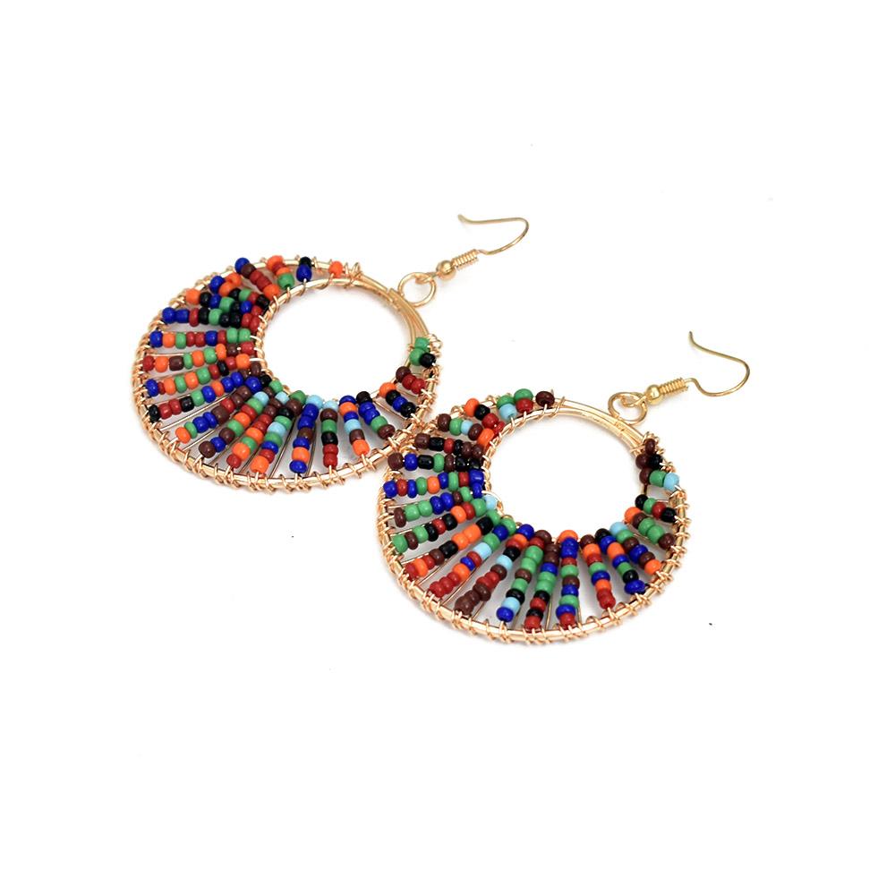 Bohemia Colorful Round Resin Beaded Drop Earring Jewelry