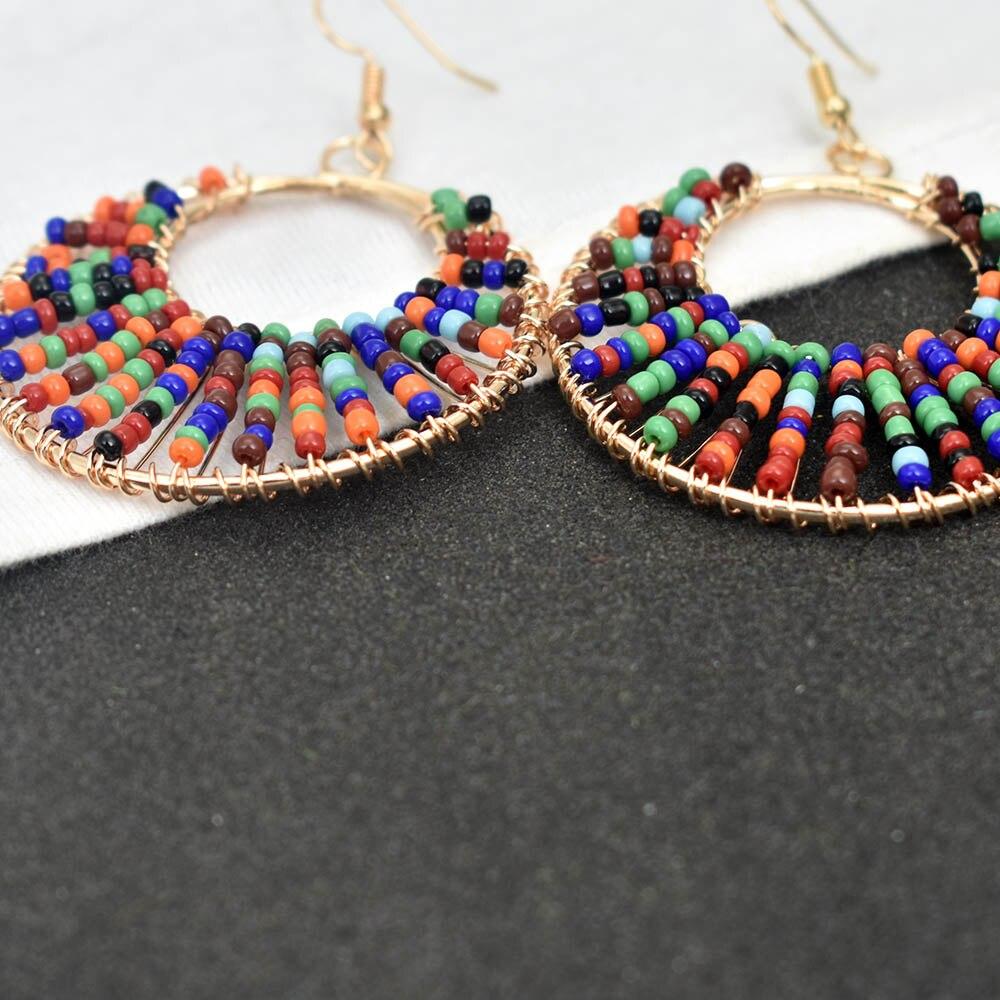 Bohemia Colorful Round Resin Beaded Drop Earring Jewelry