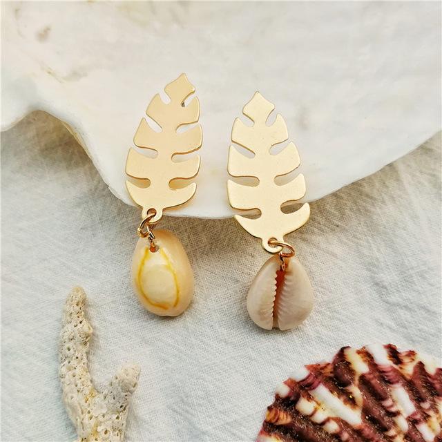 Vintage Ocean Gold Dangle Drop Earrings 2019 For Women Brincos Cowrie Sea Shell Earring BOHO Bohemian Beach Korean Jewelry