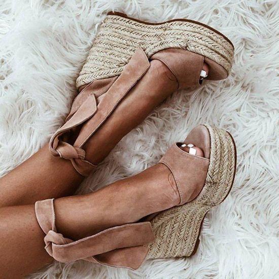 Sexy peep Toe Platform Wedge Woman Summer Rope High Heels Sandals