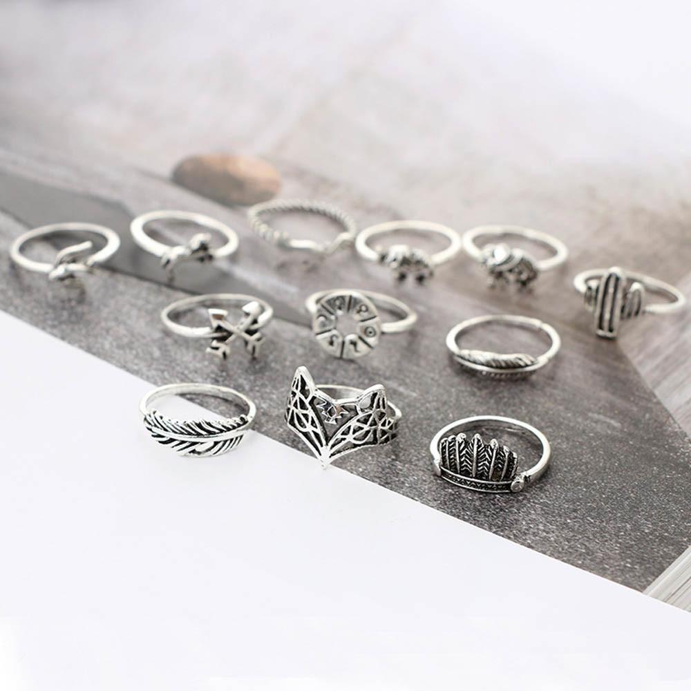 12PC Set Women Punk Vintage Finger Knuckle Rings