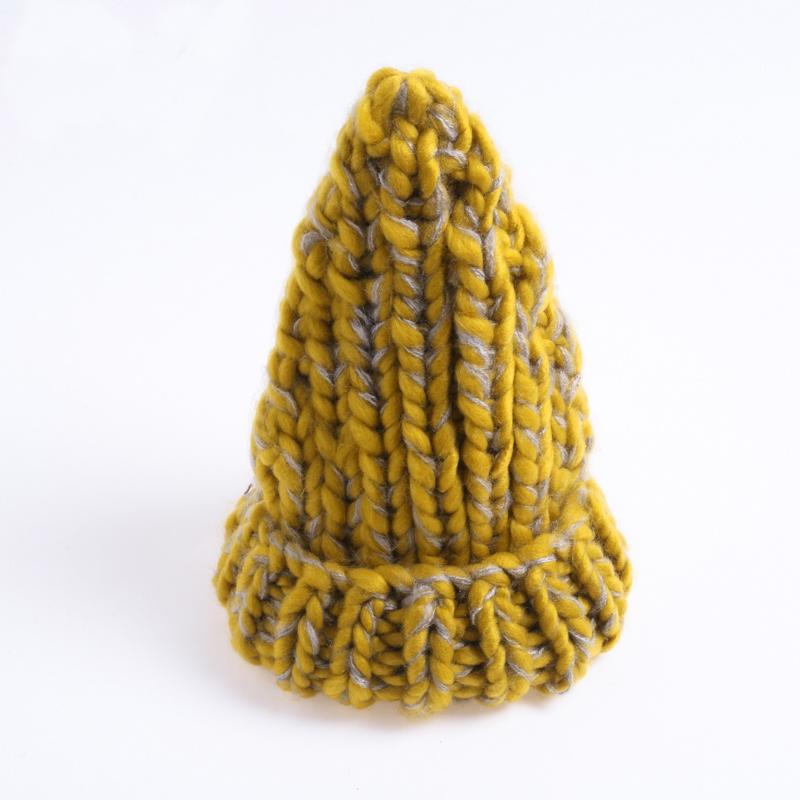 Winter Mixed Color Spire Thicken Knit Hat Bonnet