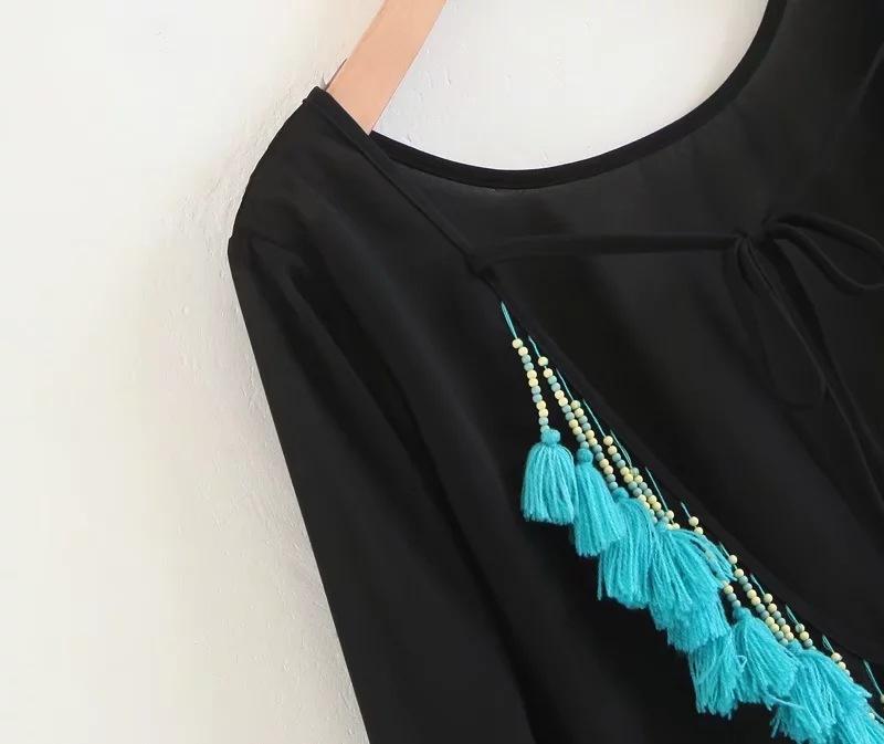 Bohemian Beach Loose Tassel Mini Dress