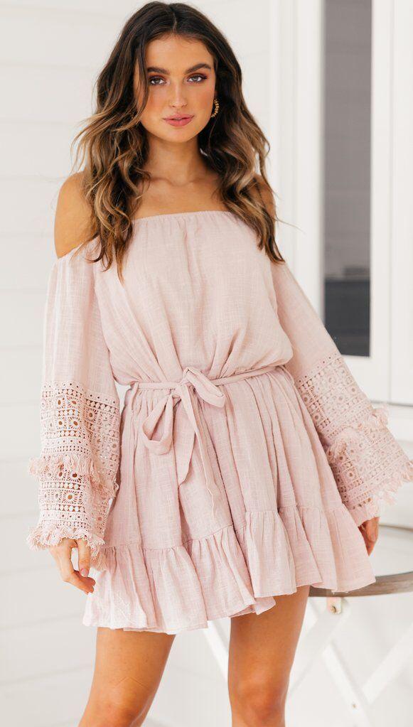 Sexy One-Shoulder Lace Stitching Trumpet Sleeves Off-Shoulder Dress