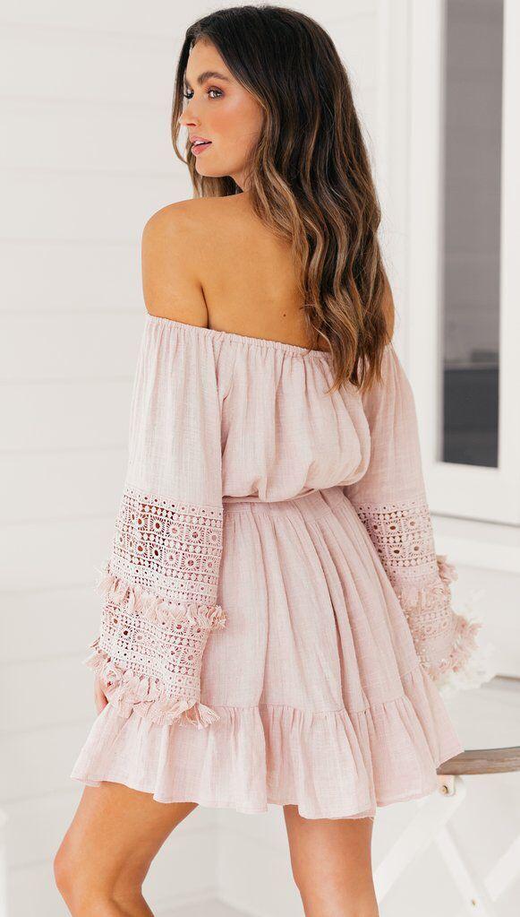 Sexy One-Shoulder Lace Stitching Trumpet Sleeves Off-Shoulder Dress